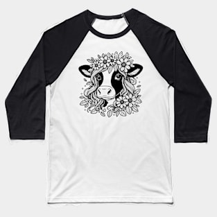 Floral Cow Baseball T-Shirt